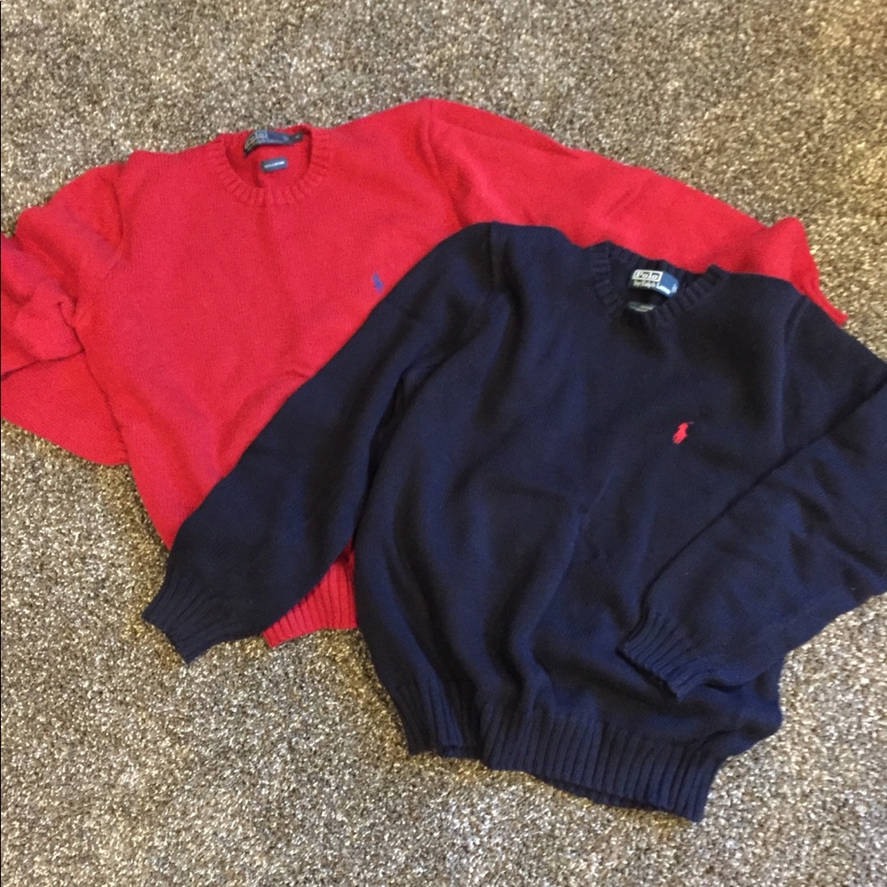 Two men’s Ralph Lauren sweaters